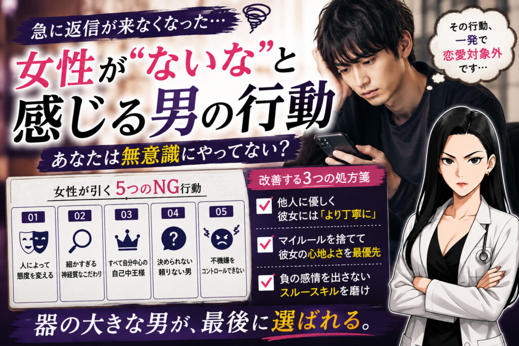 【恋愛の地雷行動】女性が引く男性のNG行動5選と回避策を解説